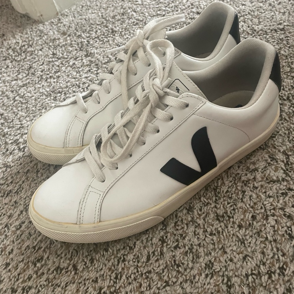 VEJA White Sneakers with Black Accents